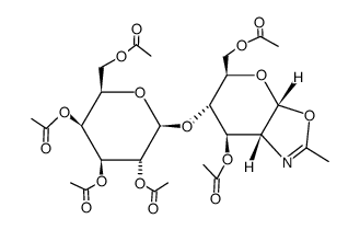 2-methyl{3,6-di-O-acetyl-1,2-dideoxy-4-O-(2,3,4,6-tetra-O-acetyl-β-D-galactopyranosyl)-α-D-glucopyrano}[2,1-d]oxazoline结构式