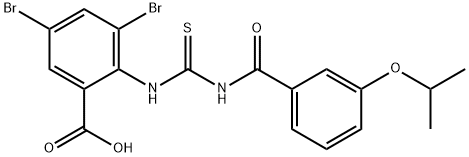 3,5-dibromo-2-[[[[3-(1-methylethoxy)benzoyl]amino]thioxomethyl]amino]-benzoic acid结构式