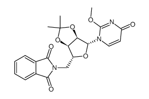 1-(O2,O3-isopropylidene-5-phthalimido-β-D-5-deoxy-ribofuranosyl)-2-methoxy-1H-pyrimidin-4-one结构式