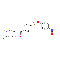 Benzenesulfonic acid,4-[[(4-amino-1,2,3,6-tetrahydro-1-methyl-2,6-dioxo-5-pyrimidinyl)amino]carbonyl]-,4-nitrophenyl ester structure