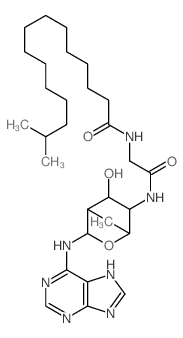 .beta.-L-Glucopyranosylamine, 4, 6-dideoxy-4-[[[(14-methyl-1-oxopentadecyl)amino]acetyl]amino]-N-1H-purin-6-yl- Structure