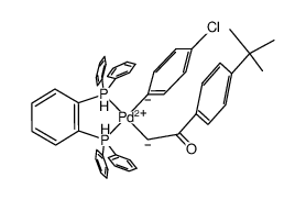 [Pd(1,2-bis(diphenylphosphino)benzene)(4-chlorophenyl)(CH2C(O)C6H4-4-t-Bu)] Structure