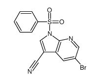 5-溴-1-(苯基磺酰基)-1H-吡咯并[2,3-b]吡啶-3-甲腈结构式