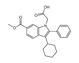 2-(3-cyclohexyl-6-methoxycarbonyl-2-phenylindol-1-yl)acetic acid结构式