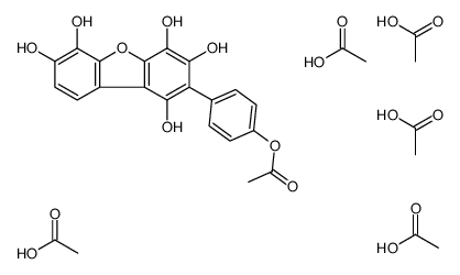 acetic acid,[4-(1,3,4,6,7-pentahydroxydibenzofuran-2-yl)phenyl] acetate Structure