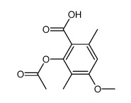 2-acetoxy-4-methoxy-3,6-dimethyl-benzoic acid结构式