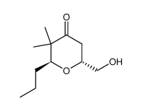 (2S,6R)-6-Hydroxymethyl-3,3-dimethyl-2-propyl-tetrahydro-pyran-4-one Structure