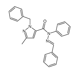 2-Benzyl-5-methyl-2H-pyrazole-3-carboxylic acid N-phenyl-N'-[1-phenyl-meth-(E)-ylidene]-hydrazide结构式