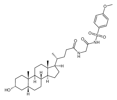 (R)-4-((3R,5R,8R,9S,10S,13R,14S,17R)-3-hydroxy-10,13-dimethyl-hexadecahydro-cyclopenta[a]phenanthren-17-yl)-pentanoic acid [2-(4-methoxy-benzenesulfonylamino)-2-oxo-ethyl]-amide结构式