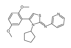 3-cyclopentyl-4-(2,5-dimethoxyphenyl)-N-pyridin-3-yl-1,3-thiazol-2-imine结构式