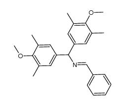 N-phenylmethylidene-1,1-bis(4-methoxy-3,5-dimethylphenyl)methylamine结构式