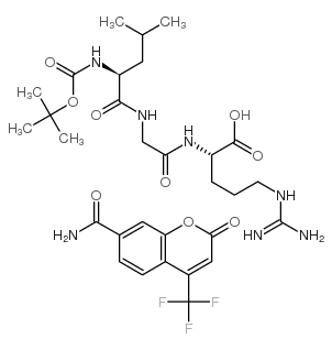 tert-butyloxycarbonyl-leucyl-glycyl-arginine-4-trifluoromethylcoumarin-7-amide结构式