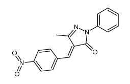 E-1-phenyl-3-methyl-4-[(4-nitrophenyl)methylene]-5-pyrazolone结构式