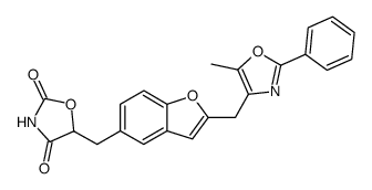 5-(2-(5-methyl-2-phenyloxazol-4-ylmethyl)-benzofuran-5-ylmethyl)-oxazolidine-2,4-dione结构式
