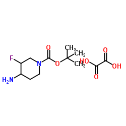 tert-Butyl 4-amino-3-fluoropiperidine-1-carboxylate oxalate结构式