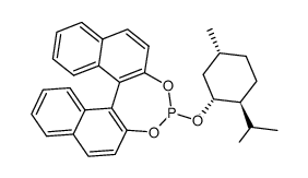 4-(((1R,2S,5R)-2-isopropyl-5-methylcyclohexyl)oxy)dinaphtho[2,1-d:1',2'-f][1,3,2]dioxaphosphepine结构式