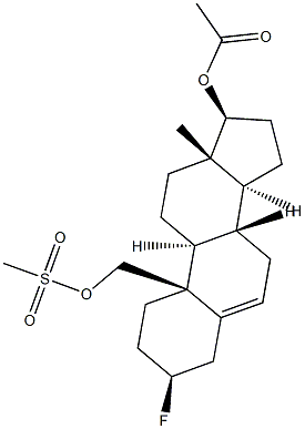 3β-Fluoroandrost-5-ene-17β,19-diol 17-acetate 19-methanesulfonate structure