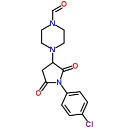 4-[1-(4-Chlorophenyl)-2,5-dioxo-3-pyrrolidinyl]-1-piperazinecarbaldehyde结构式