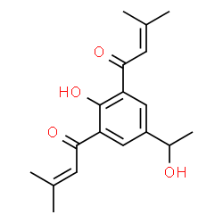 (-)-2,6-Bis(3-methyl-1-oxo-2-butenyl)-4-(1-hydroxyethyl)phenol structure