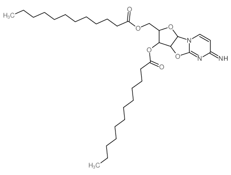 Dodecanoic acid,[2,3,3a,9a-tetrahydro-6-imino-3-[(1-oxododecyl)oxy]-6H-furo[2',3':4,5]oxazolo[3,2-a]pyrimidin-2-yl]methylester, monohydrochloride, [2R-(2a,3b,3ab,9ab)]- (9CI) Structure