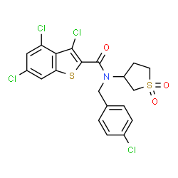 Benzo[b]thiophene-2-carboxamide, 3,4,6-trichloro-N-[(4-chlorophenyl)methyl]-N-(tetrahydro-1,1-dioxido-3-thienyl)- (9CI)结构式