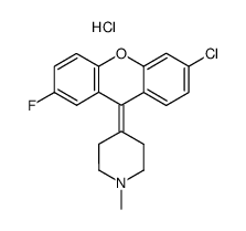 4-(6-chloro-2-fluoro-9-xanthenylidene)-1-methylpiperidine hydrochloride Structure