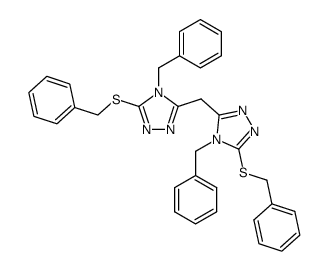 4,4'-dibenzyl-5,5'-bis-benzylsulfanyl-4H,4'H-3,3'-methanediyl-bis-[1,2,4]triazole结构式