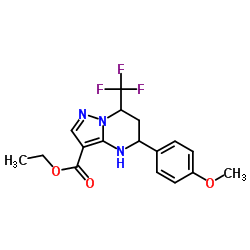 5-(4-METHOXY-PHENYL)-7-TRIFLUOROMETHYL-4,5,6,7-TETRAHYDRO-PYRAZOLO[1,5-A]PYRIMIDINE-3-CARBOXYLIC ACID ETHYL ESTER structure