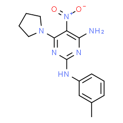 N~2~-(3-methylphenyl)-5-nitro-6-(pyrrolidin-1-yl)pyrimidine-2,4-diamine结构式