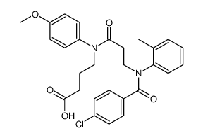 N-(N-(p-Chlorobenzoyl)-3-(2,6-dimethylanilino)propionyl)-4-(p-anisidin o)butyric acid Structure