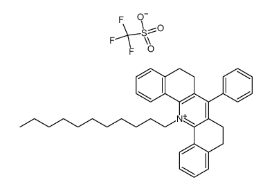 N-n-undecyl-5,6,8,9-tetrahydro-7-phenyldibenz[c,h]acridinium trifluoromethanesulfonate结构式