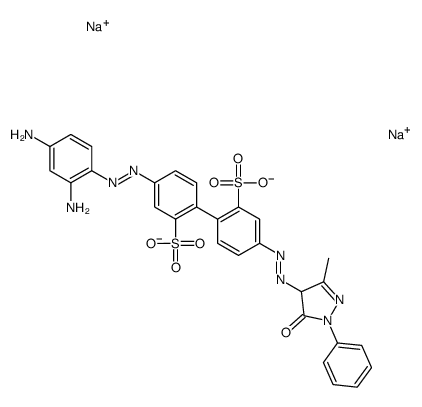 disodium 4-[(2,4-diaminophenyl)azo]-4'-[(4,5-dihydro-3-methyl-5-oxo-1-phenyl-1H-pyrazol-4-yl)azo][1,1'-biphenyl]-2,2'-disulphonate picture