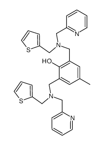 4-methyl-2,6-bis[[(2-methylpyridyl)(2-methylthiophenyl)amino]methyl]phenol结构式