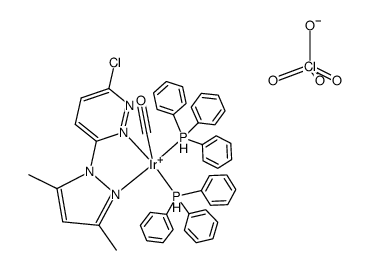 {Ir(carbon monoxide)(3-(3,5-dimethylpyrazol-1-yl)-6-chloro-pyridazine)(triphenylphosphine)2}ClO4 Structure