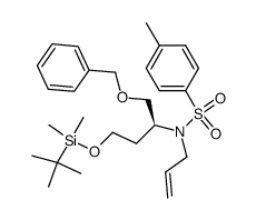 (2S)-N-allyl-N-[1-benzyloxymethyl-3-(t-butyldimethylsilanyloxy)propyl]-4-methylbenzenesulfonamide结构式