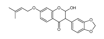 3-benzo[1,3]dioxol-5-yl-2-hydroxy-7-(3-methyl-but-2-enyloxy)-chroman-4-one结构式