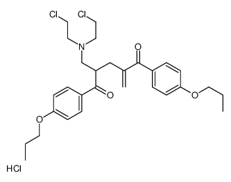 2-[bis(2-chloroethyl)aminomethyl]-4-methylidene-1,5-bis(4-propoxyphenyl)pentane-1,5-dione,hydrochloride Structure