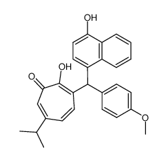 4-<α-(2-hydroxy-6-isopropyltropon-3-yl)-4-methoxybenzyl>-1-naphthol结构式