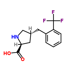 (2S,4R)-4-(2-(trifluoromethyl)benzyl)pyrrolidine-2-carboxylic acid structure