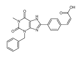 (E)-3-[4-(3-benzyl-1-methyl-2,6-dioxo-7H-purin-8-yl)phenyl]prop-2-enoic acid Structure