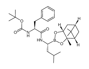 tert-butyl [1-({(1S)-3-methyl-1-[(3aS,4S,6S,7aS)-3a,5,5-trimethylhexahydro-4,6-methano-1,3,2-benzodioxaborol-2-yl]butyl}amino)-1-oxo-3-phenylpropan-2-yl]carbamate结构式