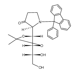 2-(1',2'-O-isopropylidene-1',2',3',4'-tetrahydroxybutyl)-3-oxo-N-(9-phenylfluoren-9-yl)pyrrolidine结构式