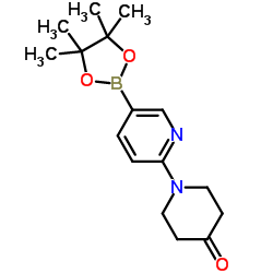 1-[5-(4,4,5,5-Tetramethyl-1,3,2-dioxaborolan-2-yl)-2-pyridinyl]-4-piperidinone结构式