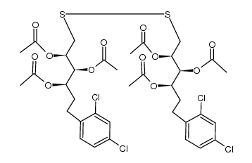 Bis[2,3,4-Tri-O-acetyl-1,5,6-trideoxy-6-C-(2,4-dichlorophenyl)-D-xylo-hexytol] 1,1'-disulfide结构式