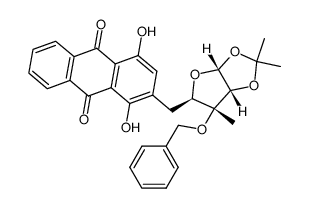 3-O-benzyl-1,2-O-isopropylidene-3-C-methyl-5-deoxy-5-(quinizarin-2-yl)-α-D-ribofuranose结构式