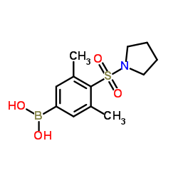 (3,5-二甲基-4-(吡咯烷-1-基磺酰)苯基)硼酸结构式
