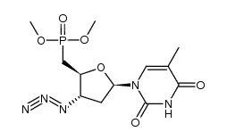 1-[3',5'-dideoxy-3'-azido-5'-(dimethylphosphono)-β-D-erythro-pentofuranosyl]thymine结构式