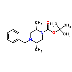 2-Methyl-2-propanyl (2S,5S)-4-benzyl-2,5-dimethyl-1-piperazinecarboxylate结构式