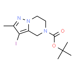 3-碘-2-甲基-6,7-二氢吡唑并[1,5-a]吡嗪-5(4H)-羧酸叔丁酯结构式