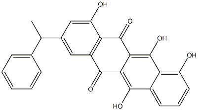 1,6,10,11-Tetrahydroxy-8-(α-methylbenzyl)-5,12-naphthacenedione structure